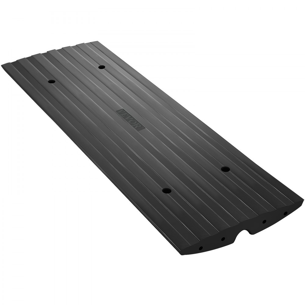 VEVOR 2 Pack Driveway Rubber Curb Ramps Kit Heavy Duty Car Threshold Ramp 2.5 Inch High 1-Channel Cord Cover Curbside Bridge Ramp with 8 Expansion Bolts for Loading Dock Garage Sidewalk
