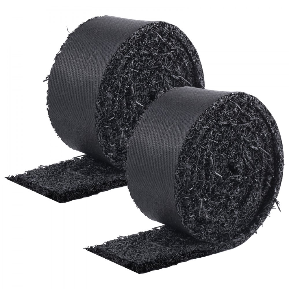 VEVOR Rubber Mulch for Landscaping, 2 Rolls Recycled Rubber Mulch Mat 120 x 4.5 in, Permanent Rubber Pathway, Natural-Looking Black Mulch Garden Edging for Plants, Vegetables & Flower Garden Barrier
