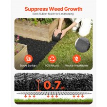 VEVOR Rubber Mulch for Landscaping, 2 Rolls Recycled Rubber Mulch Mat 120 x 4.5 in, Permanent Rubber Pathway, Natural-Looking Black Mulch Garden Edging for Plants, Vegetables & Flower Garden Barrier