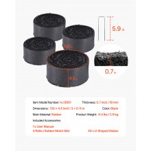 4 Rolls Rubber Mulch Roll for Landscaping 120 x 4.5in Rubber Mulch Mat