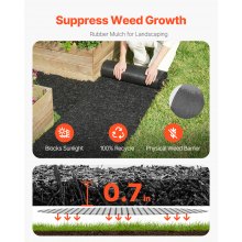 VEVOR Rubber Mulch for Landscaping, 2 Rolls Recycled Rubber Mulch Mat 96 x 22 in, Permanent Rubber Pathway, Natural-Looking Black Mulch Garden Edging for Plants, Vegetables & Flower Garden Barrier