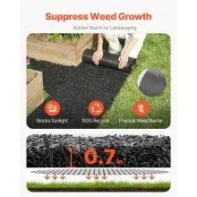 VEVOR Rubber Mulch for Landscaping, 2 Rolls Recycled Rubber Mulch Mat 96 x 22 in, Permanent Rubber Pathway, Natural-Looking Black Mulch Garden Edging for Plants, Vegetables & Flower Garden Barrier