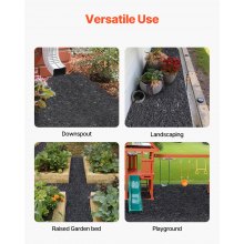 VEVOR Rubber Mulch for Landscaping, 2 Rolls Recycled Rubber Mulch Mat 96 x 22 in, Permanent Rubber Pathway, Natural-Looking Black Mulch Garden Edging for Plants, Vegetables & Flower Garden Barrier