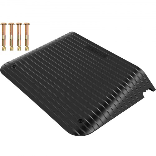 VEVOR Rubber Threshold Ramp, 4" Rise Doorway Ramp, 1 Pack with Channel Recycled Rubber Rated 3300 Lbs Load Capacity, Non-Slip Surface with Full Accessories for Wheelchair and Scooter