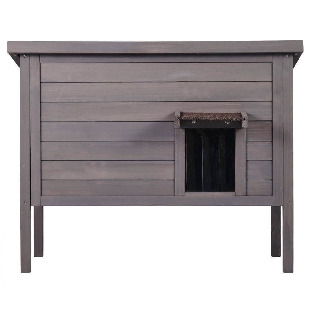 VEVOR Outdoor Cat House Weatherproof, Feral Cat Shelter for Multiple Cats, Outdoor Wooden Cat Rabbit House with All-Round Foam Insulated, Open Roof, PVC Door Flaps, 34"L x 22"W x 27"H