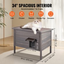 VEVOR Maison pour chat d'extérieur en bois avec toit et portes en PVC