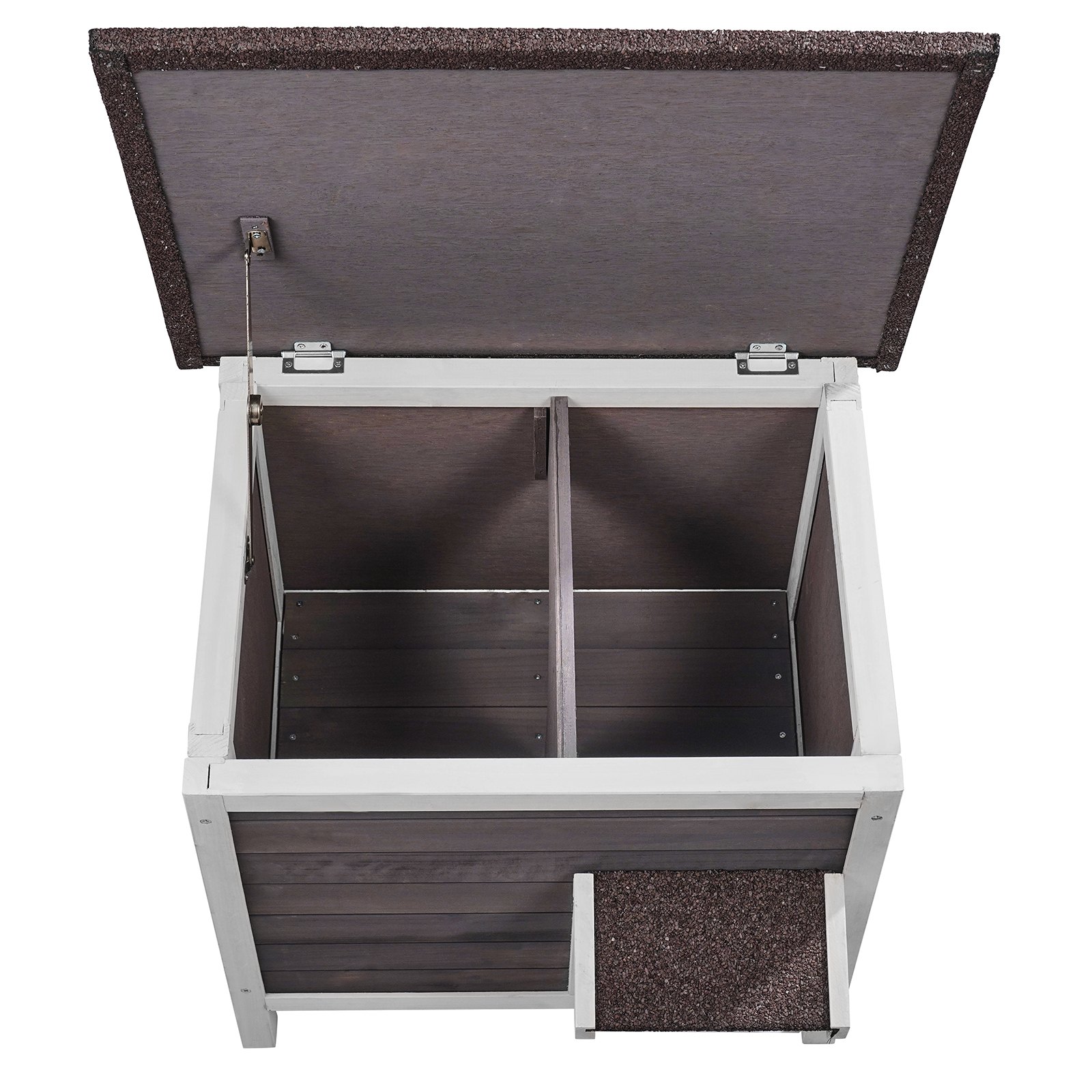 VEVOR Outdoor Cat House Weatherproof, Feral Cat Shelter for Multiple Cats, Outdoor Wooden Cat Rabbit House with All-Round Foam Insulated, Open Roof, PVC Door Flaps, 24"L x 20"W x 21"H