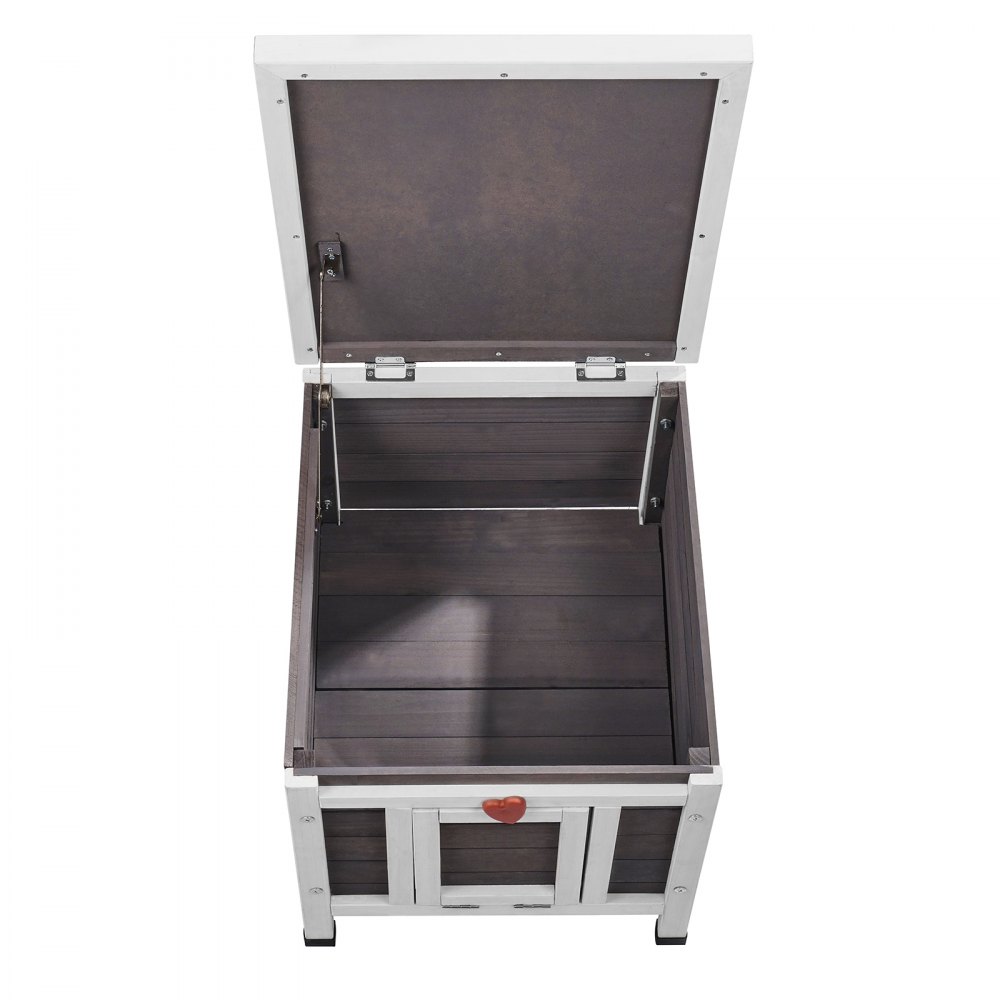 VEVOR Outdoor Cat House Weatherproof, Feral Cat Shelter for Multiple Cats, Outdoor Wooden Cat Rabbit House with PVC Door Flaps and Open Roof, 21"L x 17"W x 17"H