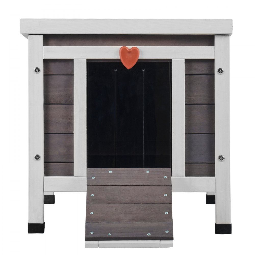 VEVOR Outdoor Cat House Weatherproof, Feral Cat Shelter for Multiple Cats, Outdoor Wooden Cat Rabbit House with PVC Door Flaps and Open Roof, 21"L x 17"W x 17"H