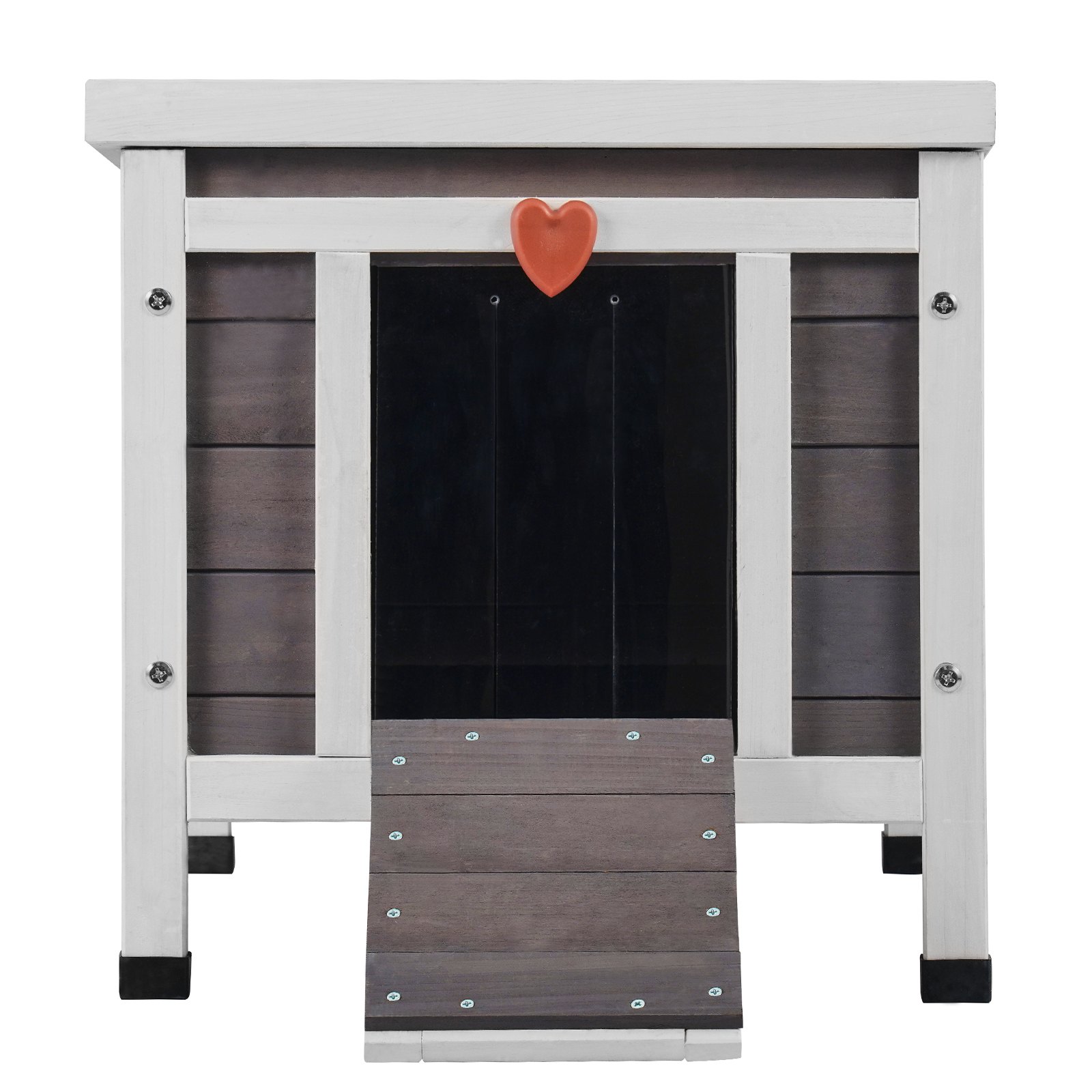 VEVOR Outdoor Cat House Weatherproof, Feral Cat Shelter for Multiple Cats, Outdoor Wooden Cat Rabbit House with PVC Door Flaps and Open Roof, 21"L x 17"W x 17"H