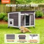 VEVOR Outdoor Cat House Ξύλινο καταφύγιο αγριόγατων με πτερύγια και παράθυρο οροφής