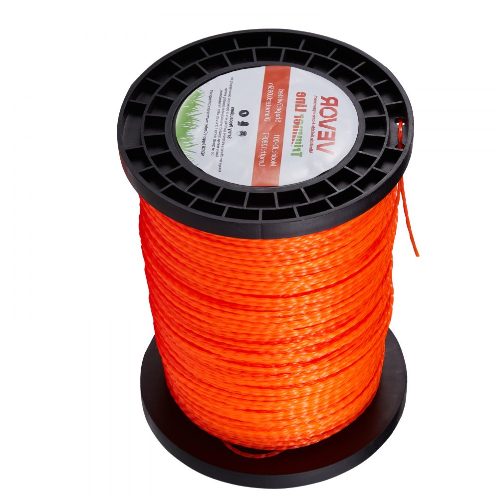 VEVOR 0.095 in 1280 ft String Trimmer Line, Orange Heavy Duty Weed Eater String, Premium Nylon Universal Replacement Trimmer Line Spool with Twisted Design, Suitable for Professional & Homeowner Use