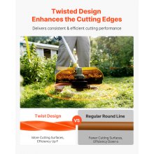 0.095 inch Orange Twist String Trimmer Line for Heavy Duty Grass Weed Eater