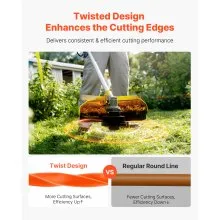 0.095 inch Orange Twist String Trimmer Line for Heavy Duty Grass Weed Eater