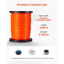 0.095 inch Orange Twist String Trimmer Line for Heavy Duty Grass Weed Eater