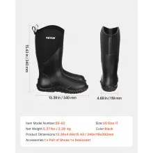 VEVOR Protective Footwear for Men Neoprene Rubber Work Rain Boots Size 11 US