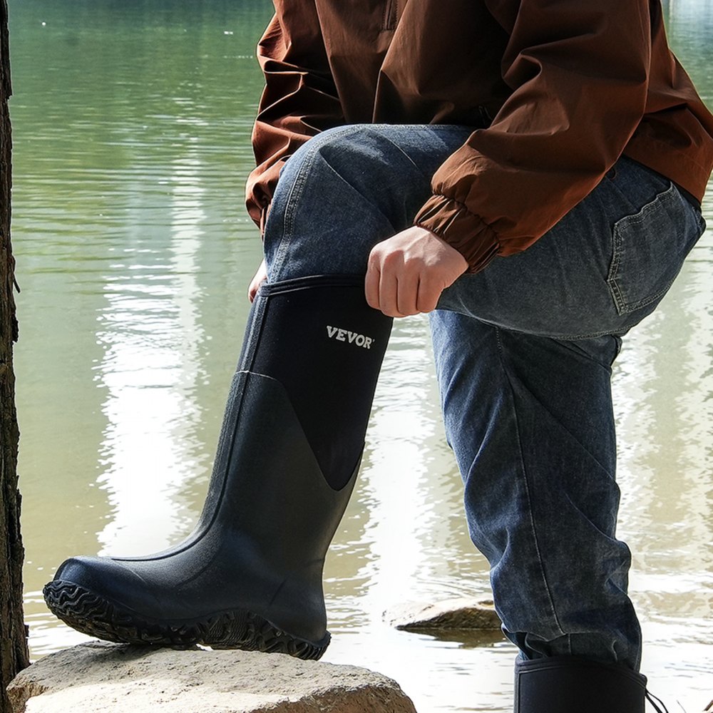 VEVOR Men's Rubber Boots, Protective Footwear, Waterproof Anti Slip Hunting Boots, Gardening Insulated Mud Boots, Protective Footwear, Lightweight & Durable, for Manufacturing, Farming, Size 9 US