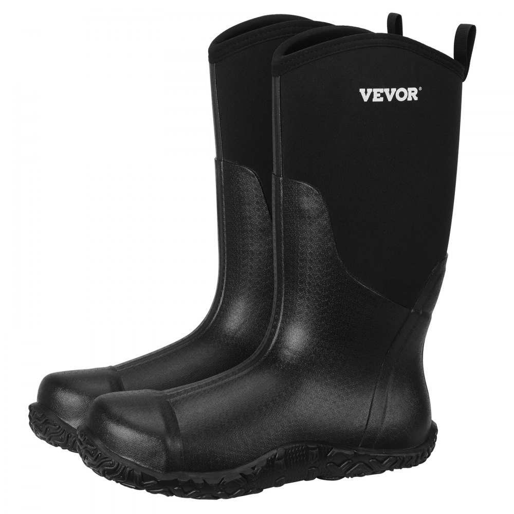 VEVOR Men's Steel Toe Rubber Boots, Protective Footwear, Waterproof Rain Fishing Boots, Outdoor Non-Slip Work Shoes, Lightweight and Durable, for Manufacturing, Construction, Farming, Size 13 US