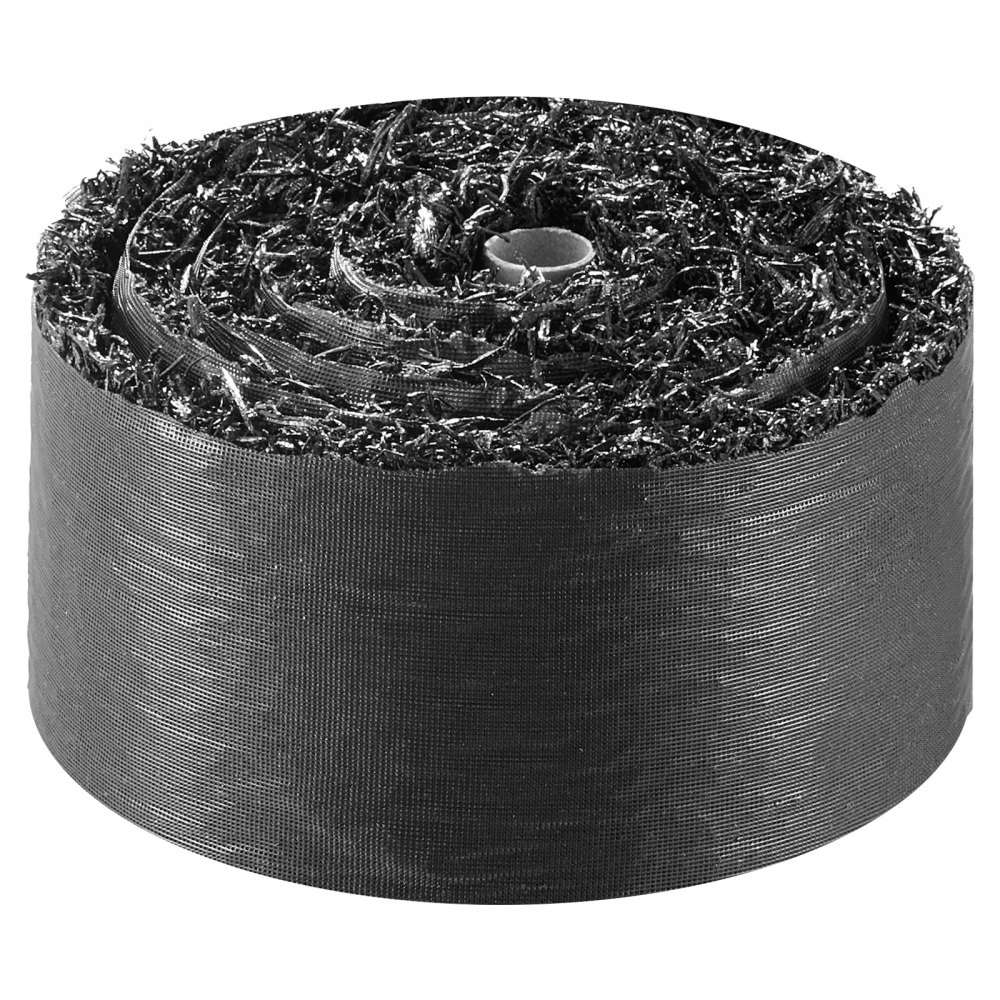 VEVOR Rubber Mulch Mat Roll, 2 Rolls 120 x 4.5 in, Recycled Rubber Permanent Mulch Edging Border, Natural-Looking Flower Barrier with Stakes, 0.5 in Thick Cuttable Garden Edgings for Landscaping