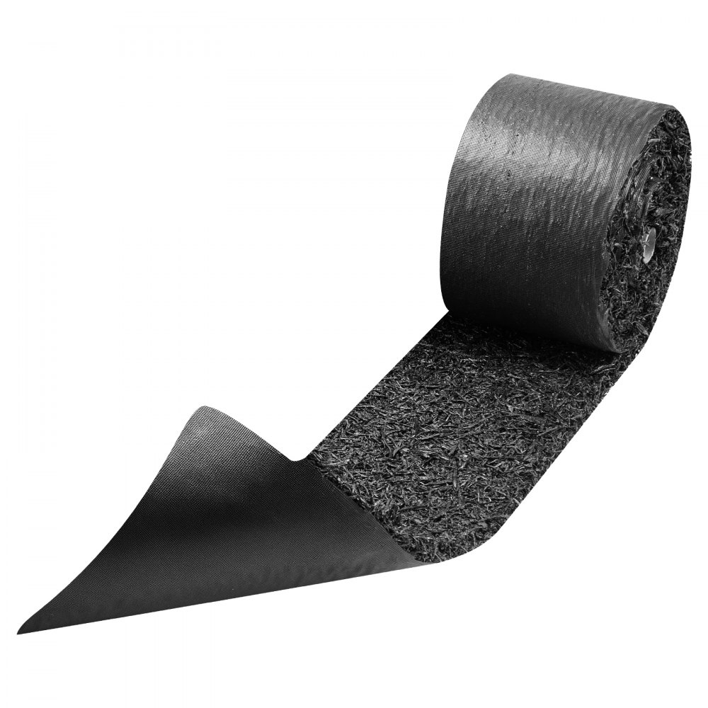 VEVOR Rubber Mulch Mat Roll, 2 Rolls 140 x 4.5 in, Recycled Rubber Permanent Mulch Edging Border, Natural-Looking Flower Barrier with Stakes, 0.5 in Thick Cuttable Garden Edgings for Landscaping