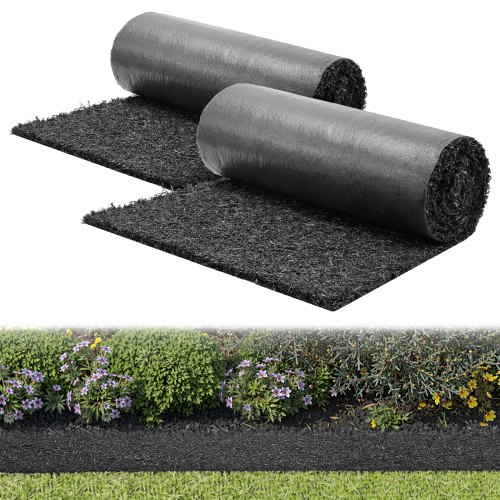 2-Pack Recycled Felt Mulch Mats - 2'x8.2' Garden Pathway Weed Barrier