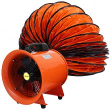 VEVOR Utility Blower Fan, 12 inch 0.7 HP Ventilation Fan, 2295 CFM 3300 RPM Portable Ventilator, Heavy-Duty High Velocity Cylinder Fan, Stand Ventilator Fume Extractor, with 5M Duct Hose