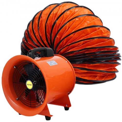 VEVOR Utility Blower Fan, 12 inch 0.7 HP Ventilation Fan, 2295 CFM 3300 RPM Portable Ventilator, Heavy-Duty High Velocity Cylinder Fan, New Style Stand Ventilator Fume Extractor, with 5M Duct Hose