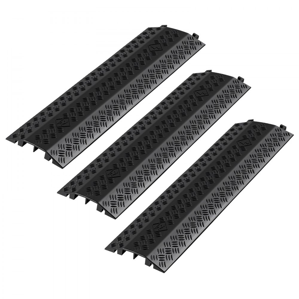 VEVOR Drop Over Cable Cover, 7,938 kg/Axle Load Capacity, Heavy Duty Cable Hose Protector Ramp, Floor Cord Cover, for High Walking Traffic Areas, Indoor, Outdoor, Home, Office, Warehouse, 3 Pack