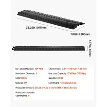 VEVOR Drop Over Cable Cover Heavy Duty Floor Cord Protector Ramp 17500 lbs 3 PCS