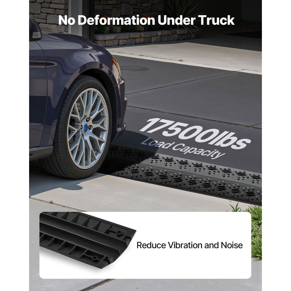 VEVOR Drop Over Cable Cover, 7,938 kg/Axle Load Capacity, Heavy Duty Cable Hose Protector Ramp, Floor Cord Protector Cover, for High Walking Traffic Areas, Indoor, Home, Office, Warehouse, 2 Pack