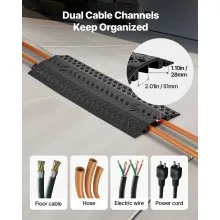 VEVOR Drop Over Cable Cover Heavy Duty Floor Cord Protector Ramp 17500 lbs 2 PCS