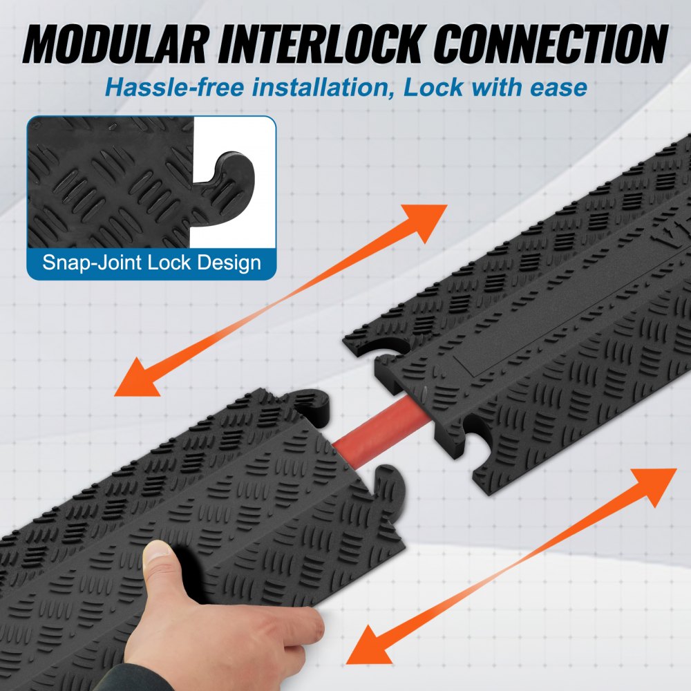VEVOR 2-Pack Cable Protection Ramps, Supports Up to 2,000 lbs Per Axle, Durable Cord Safety Covers for Indoor & Outdoor Use, Ideal for Home, Office, Warehouse, and School Environments