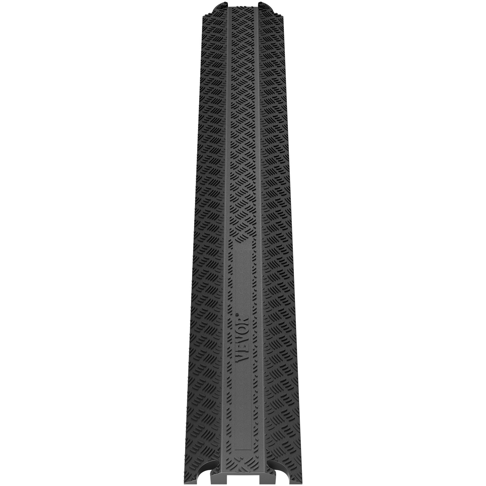 black VEVOR speed bump with textured surface and central groove, designed for vehicle speed control.