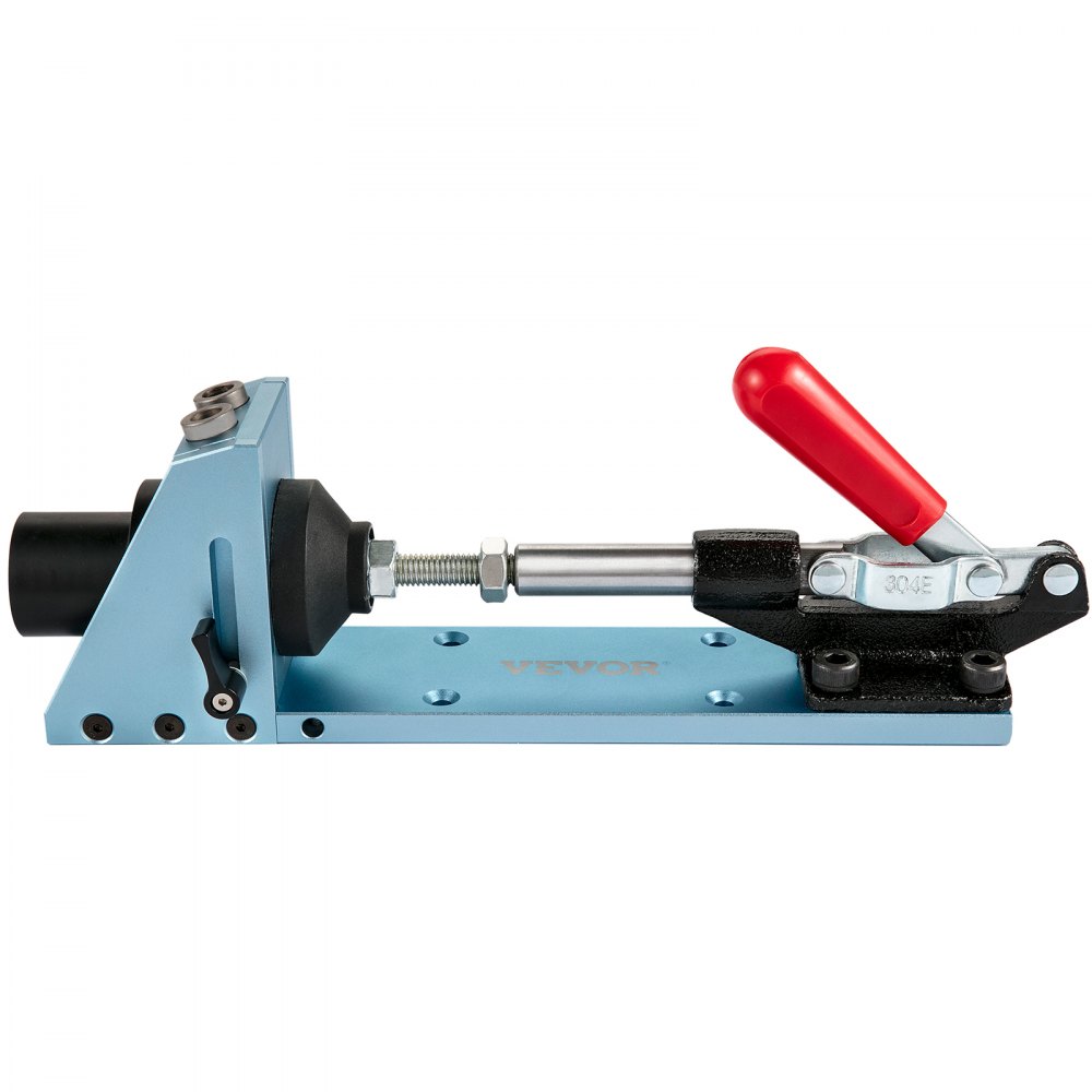 VEVOR pocket hole jig kit with red handle and blue base.
