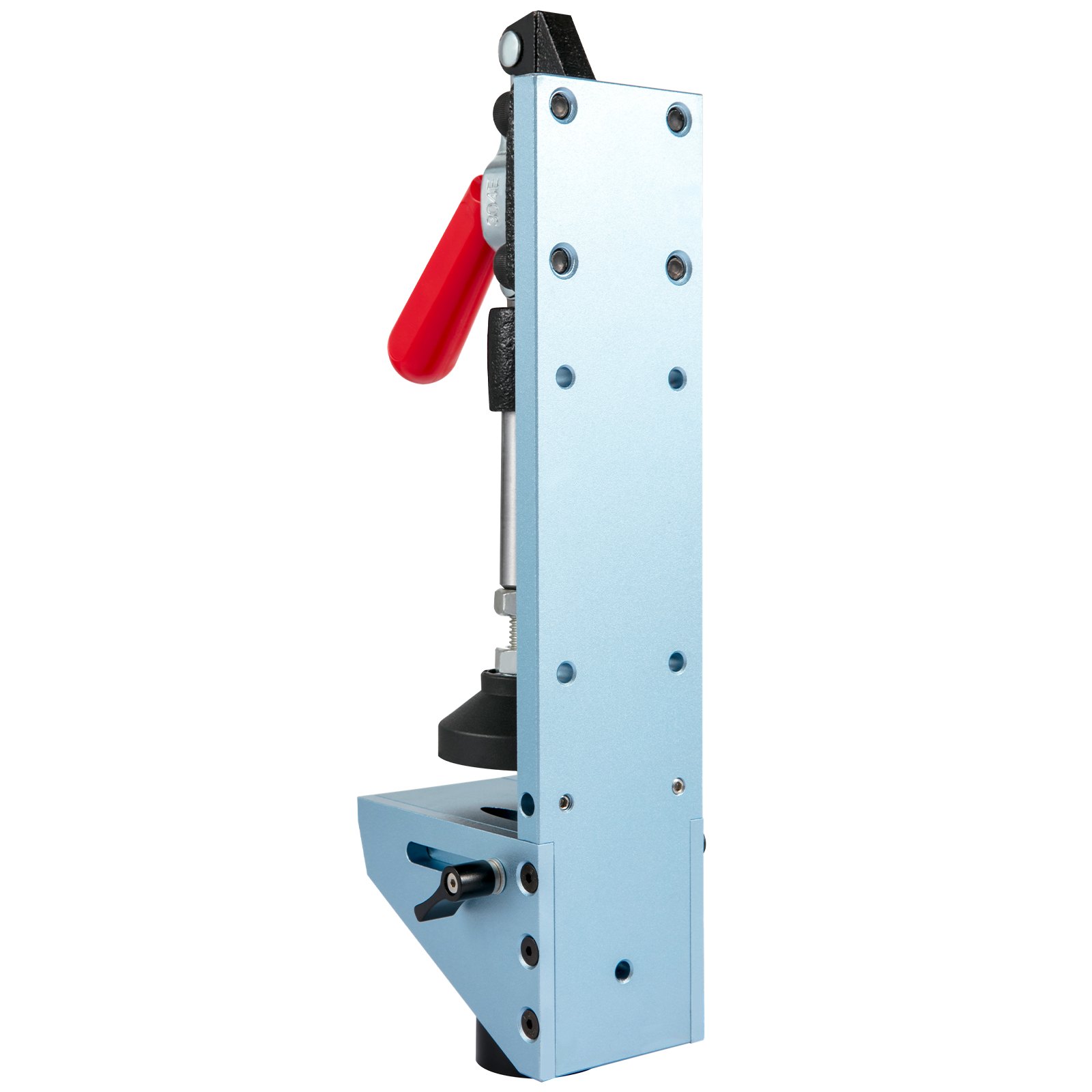 VEVOR pocket hole jig kit with red handle and blue metal body.