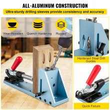 VEVOR Pocket Hole Jig Kit, Professional and Upgraded Aluminum, Adjustable & Easy to Use Joinery Woodworking System, Guides Joint Angle w/Extension Rod Clamping Pliers 200PCS Screws for DIY Carpentry