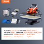 VEVOR 5-in-1 Heat Press Machine, 12" x 15" Fast Heating, 360 Swing Away Digital Sublimation Transfer, T-Shirt Vinyl Transfer Printer for Banners Canvas Bag Shirts Pillow Cups Caps Plates