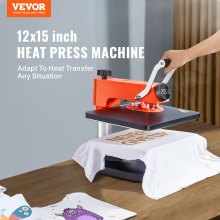 VEVOR Heat Press Machine, 12 x 15 inches Fast Heating 360 Swing Away Digital Sublimation Transfer, 5-in-1 T-Shirt Vinyl Transfer Printer for Banners Canvas Bag Pillow Shirts Cups Plates Caps