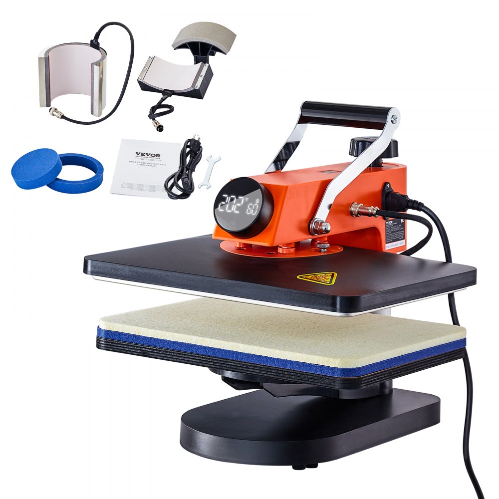 VEVOR Heat Press Machine 12x15in 5in1 Sublimation Transfer T-skjorte tallerken krus kopp