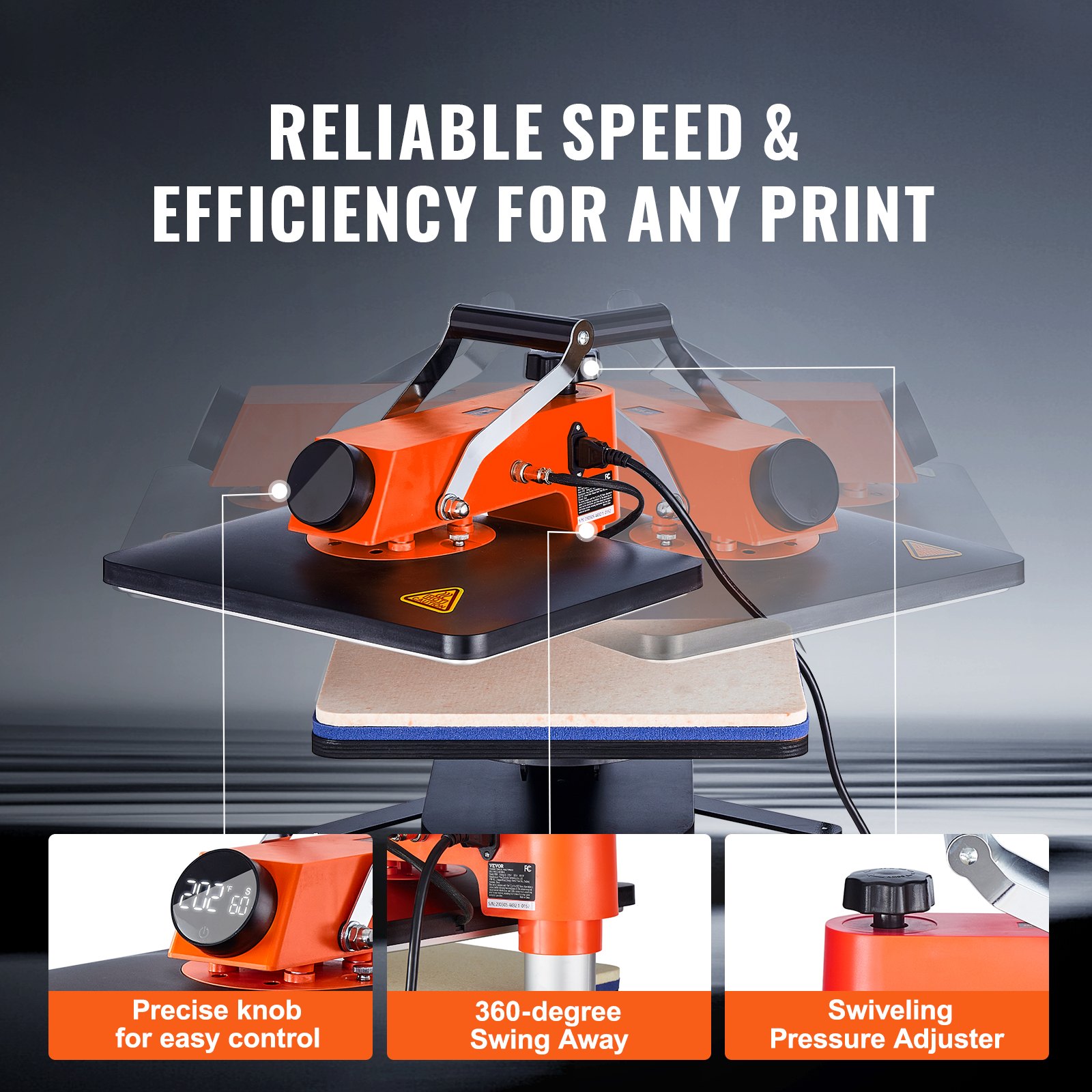 VEVOR Heat Press Machine - 8 in 1 Heat Press Sublimation Machine for DIY T-Shirts/Hats/Mugs/Heat Transfer Projects, 12x15 Multifunction Swing Away Heat Press with 360° Rotatio Tested to UL Standards