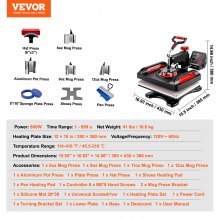 VEVOR Heat Press Machine Sublimation Machine 15 x 12 Inch 11 In 1 Kit Heat Press