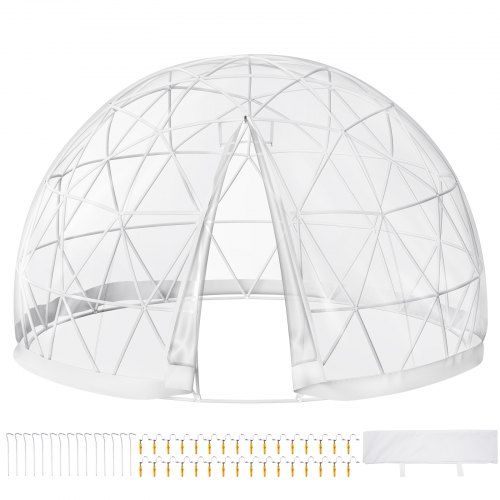 VEVOR - Cúpula geodésica de invernadero mejorada de 9.5 pies, juego de tienda de campaña con cúpula de jardín con cubierta de PVC, viene con una bolsa de almacenamiento y luces de cadena, casa de cúpula de jardín adecuada para patio y comedor