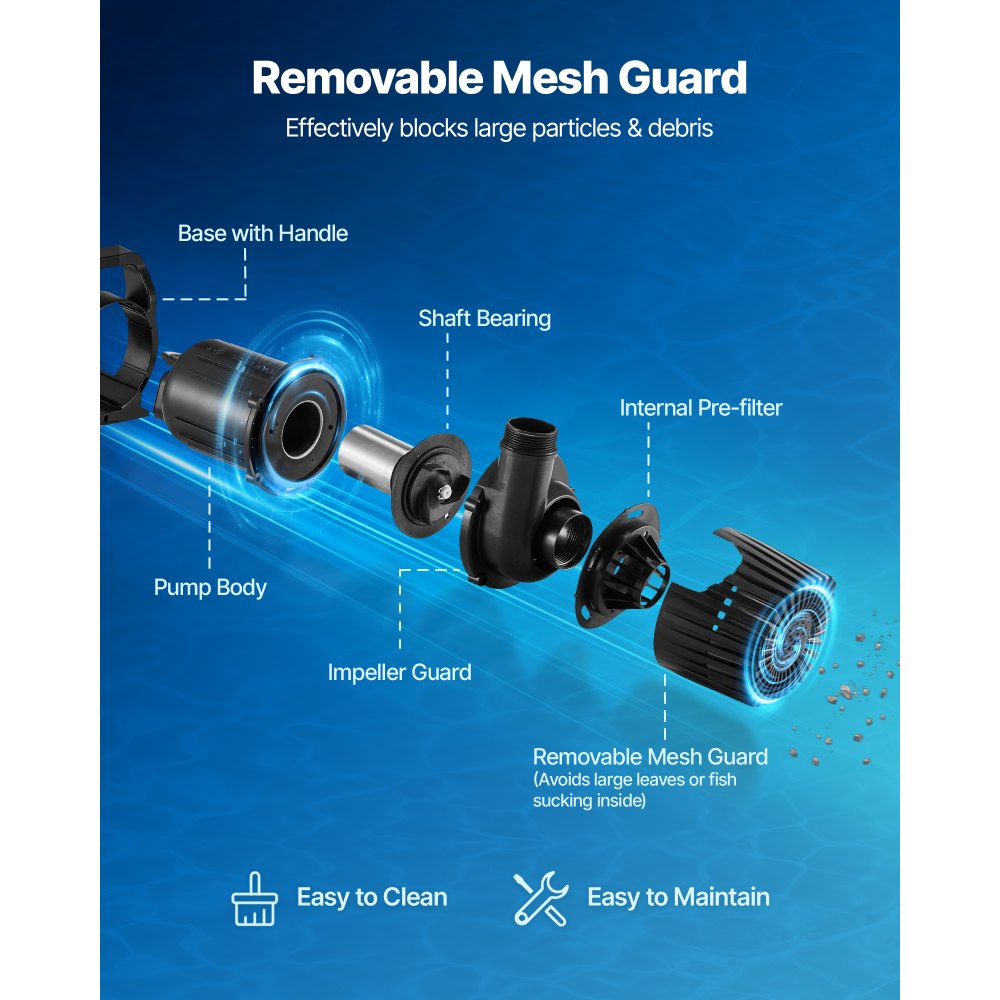 VEVOR Submersible Water Pump, 280W 4500GPH, Aquarium Return Pump with 16.4 ft Lift Height & 180° Adjustable Flow Direction, Suitable for Pond, Aquarium, Fountain, Waterfall, and Fish Tank