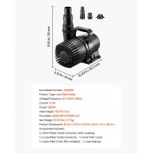 VEVOR Submersible Water Pump 280W 4500GPH Pond Pump Submersible Outdoor