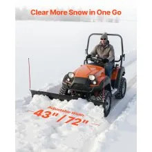 VEVOR Snow Plow Blade 43/72 in Adjustable UTV ATV Plow Kit for Snow Clearing