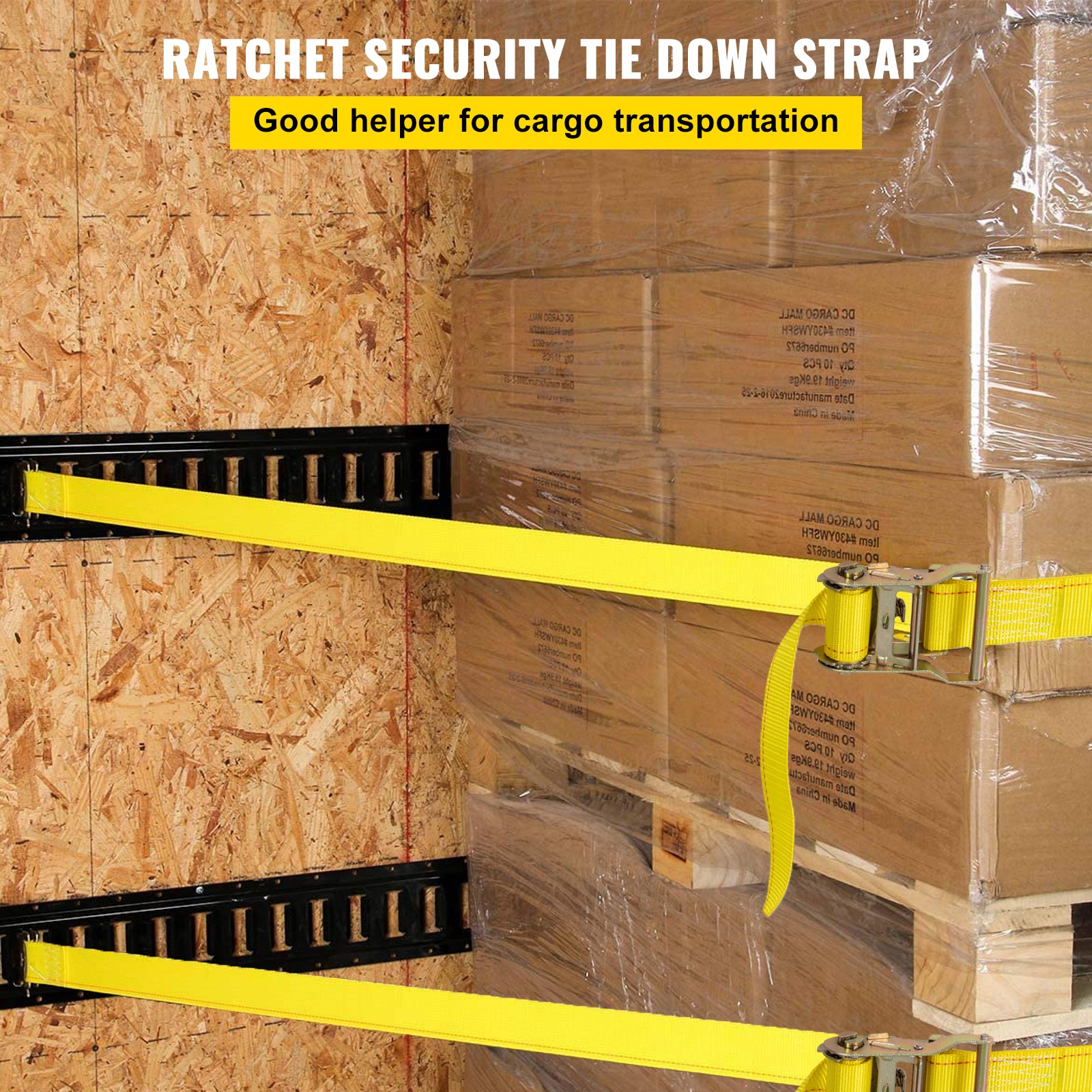 VEVOR E-Track Ratchet Strap, 8 Pack 2" x 15' E Track Straps 4400 lbs Breaking Strength, w/ Polyester Webbing & Spring Fitting & Ratchets, Durable Tie-Downs for Motorcycles, Tire, Trailer Loads