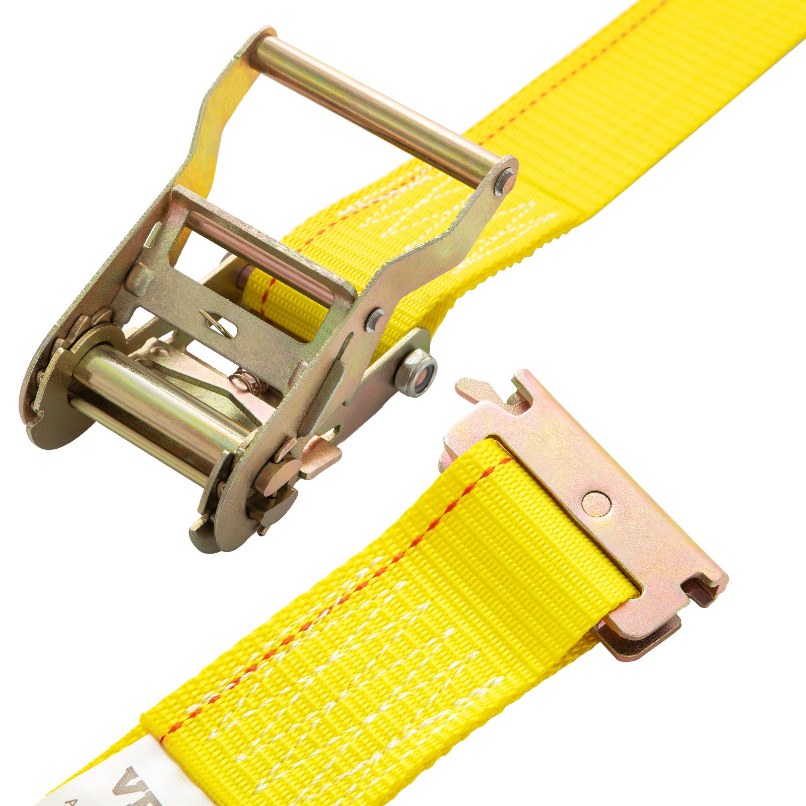 VEVOR E-Track Ratchet Strap, 8 Pack 2" x 15' E Track Straps 4400 lbs Breaking Strength, w/ Polyester Webbing & Spring Fitting & Ratchets, Durable Tie-Downs for Motorcycles, Tire, Trailer Loads