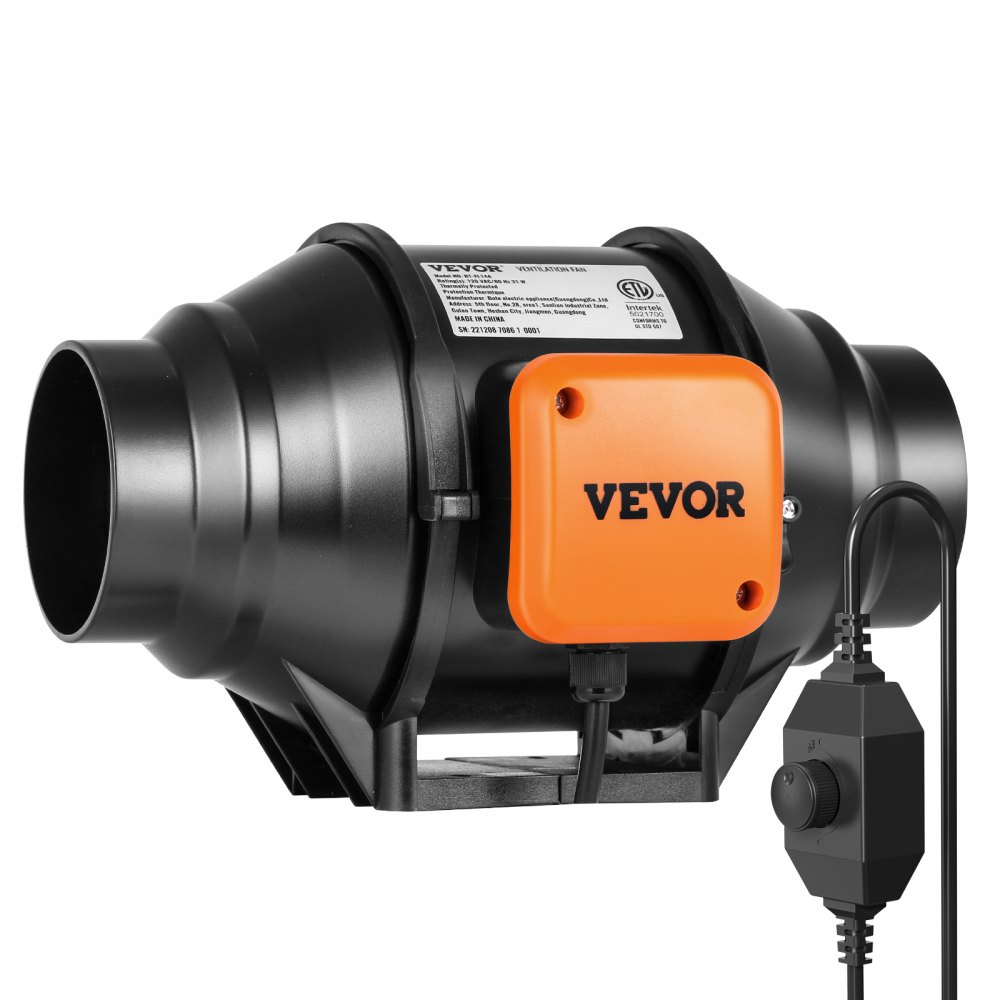 VEVOR - Ventilador de conducto en línea de 4 pulgadas, kit de ventilador de escape HVAC, control de velocidad variable de CA