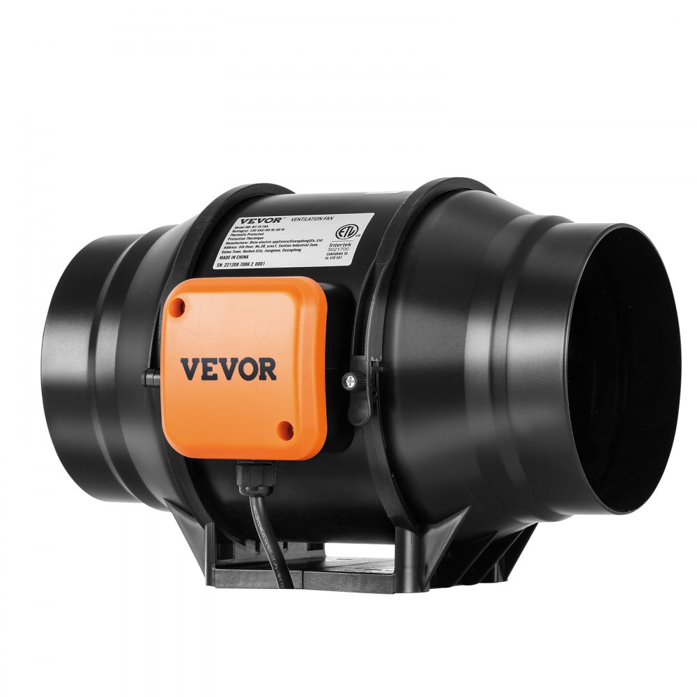 VEVOR Inline Duct Fan, 152.4mm 323.7 CFM with Variable Speed Controller, Quiet AC-motor Ventilation Exhaust Fan for Cooling Booster, Grow Tents, Hydroponics