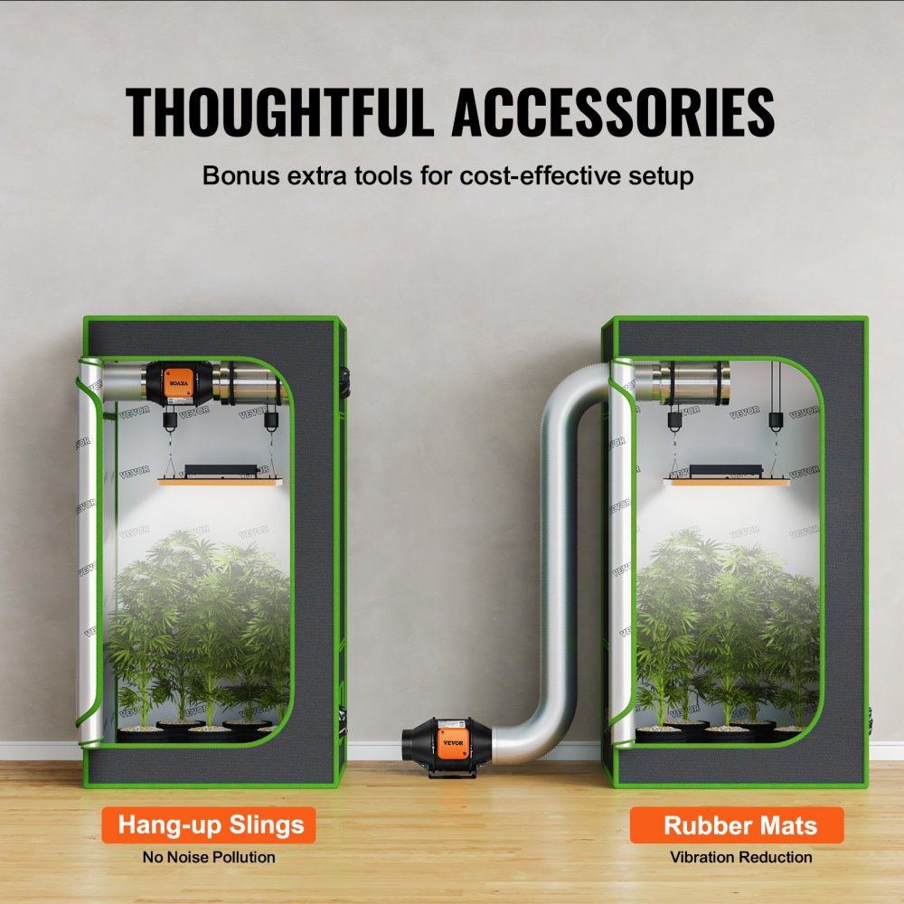 VEVOR csőventilátor, 102 mm, 129,7 CFM, csendes EC-motoros szellőztető elszívó ventilátor, hőmérséklet-páratartalom-szabályozóval hűtés fokozásához, termesztősátrakhoz, hidroponikához